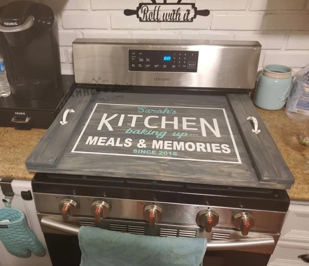 DIY Rustic Flat Top Stove Cover Tray