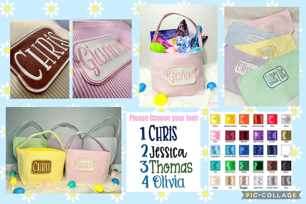 Embroidered Personalized Easter Baskets